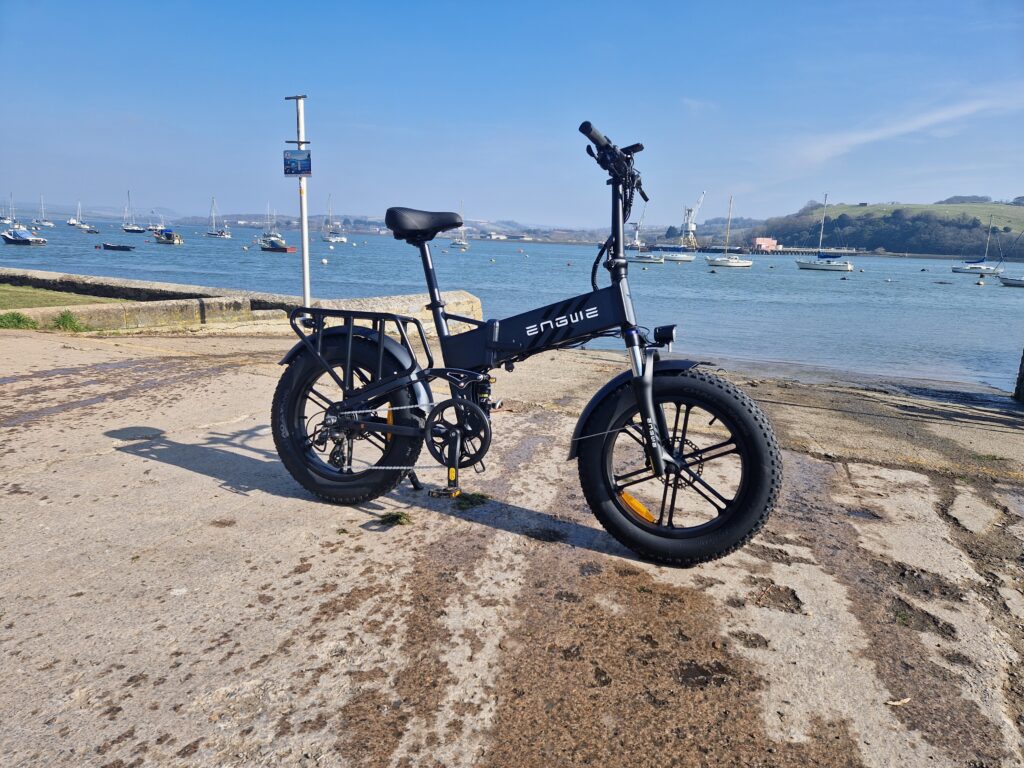 engwe engine pro 2.0 e-bike on a quayside