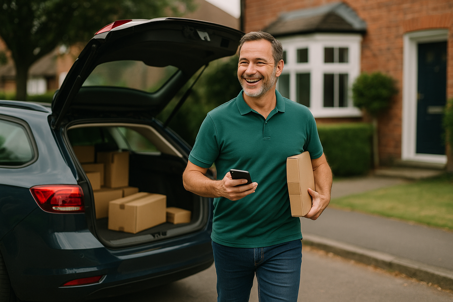 yodel driver delivering a parcel - yodel delivery jobs near me