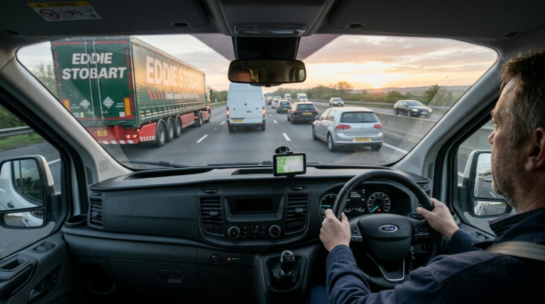 A courier driving down a typical British motorway - how to deal with driver fatigue as a courier in the UK